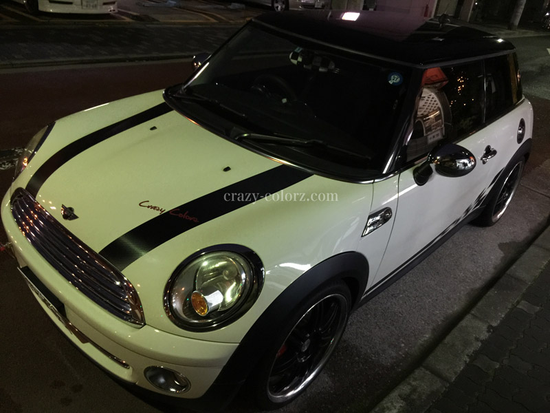 BMW MINI R56 PILLER&HOOD&SIDE CARBON&MATTE BLACK WRAP 